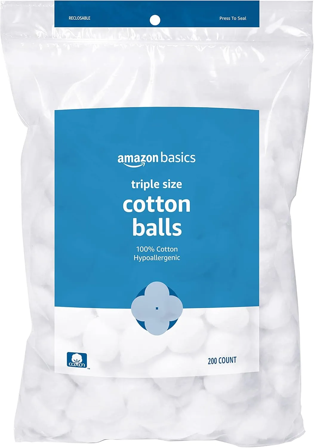 Amazon Basics Cotton Balls for Skincare, 200 Count (Previously Solimo)