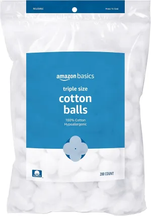Amazon Basics Cotton Balls for Skincare, 200 Count (Previously Solimo)