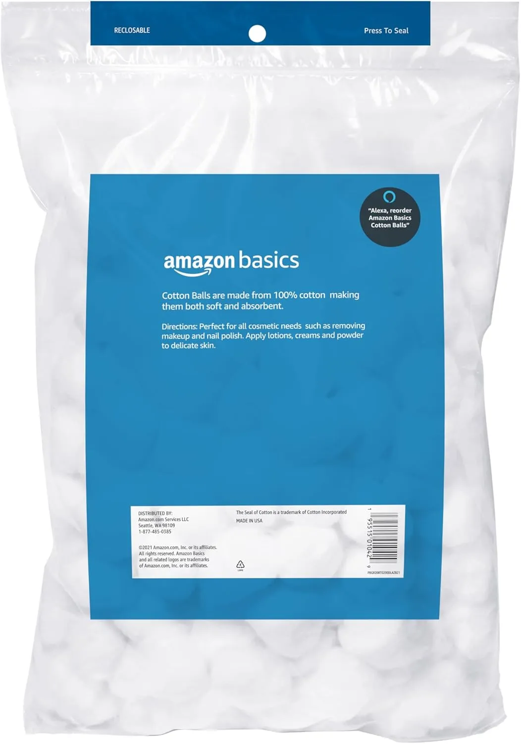Amazon Basics Cotton Balls for Skincare, 200 Count (Previously Solimo)