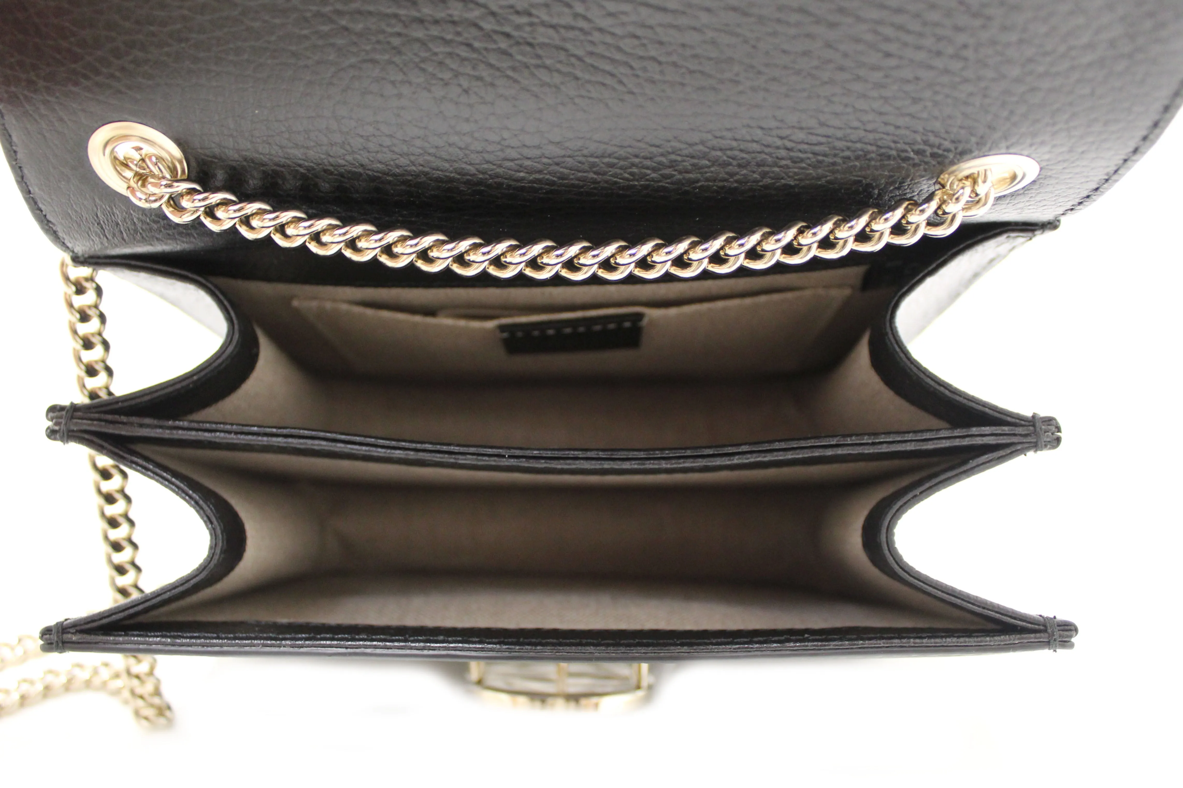 Authentic NEW Gucci Small Dollar Black Calfskin Interlocking G Shoulder Bag