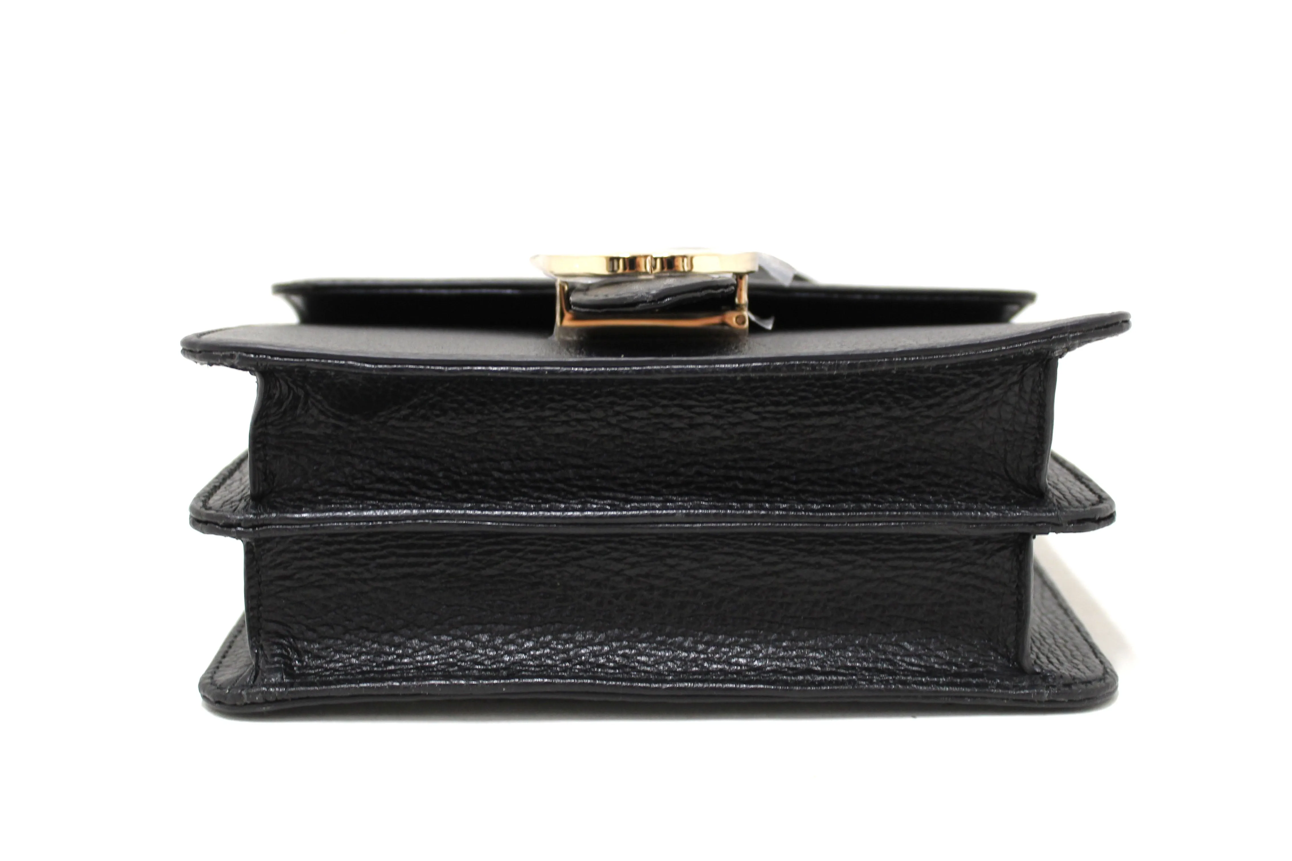 Authentic NEW Gucci Small Dollar Black Calfskin Interlocking G Shoulder Bag