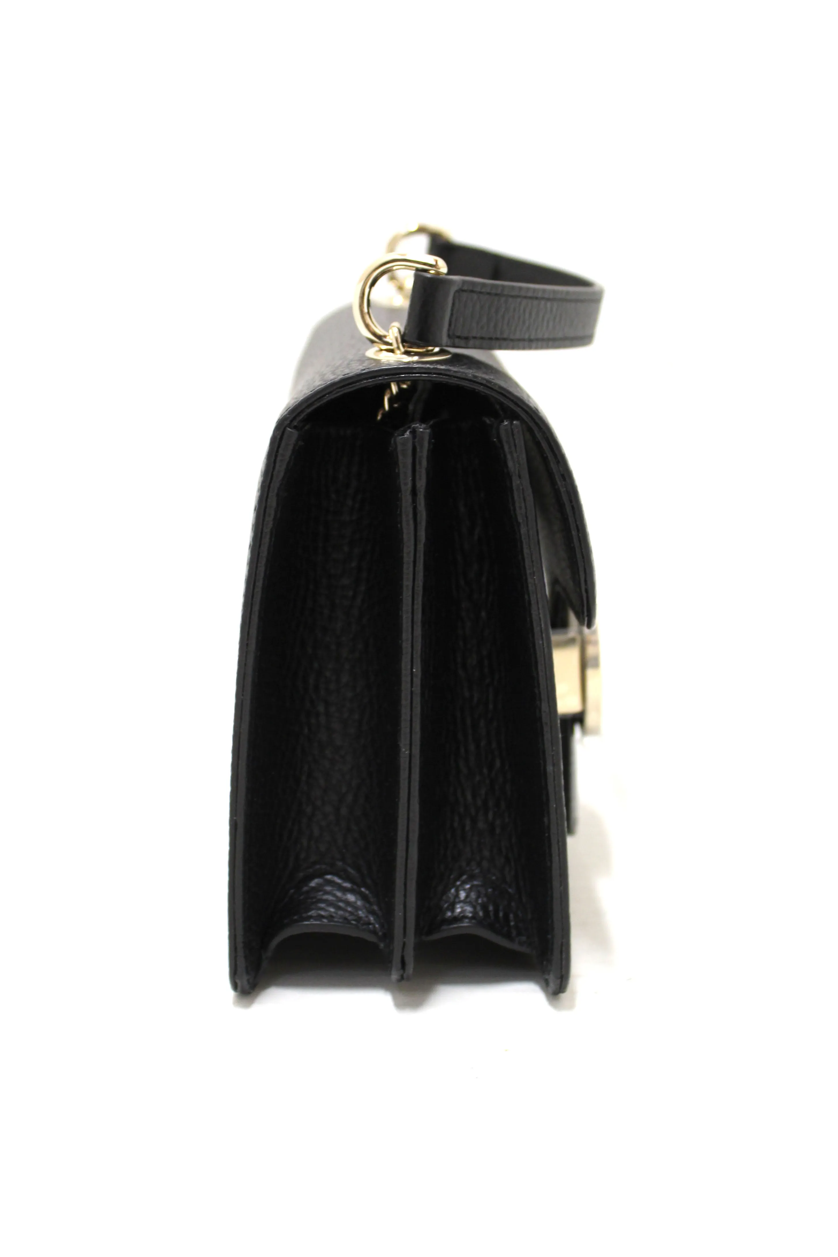 Authentic NEW Gucci Small Dollar Black Calfskin Interlocking G Shoulder Bag