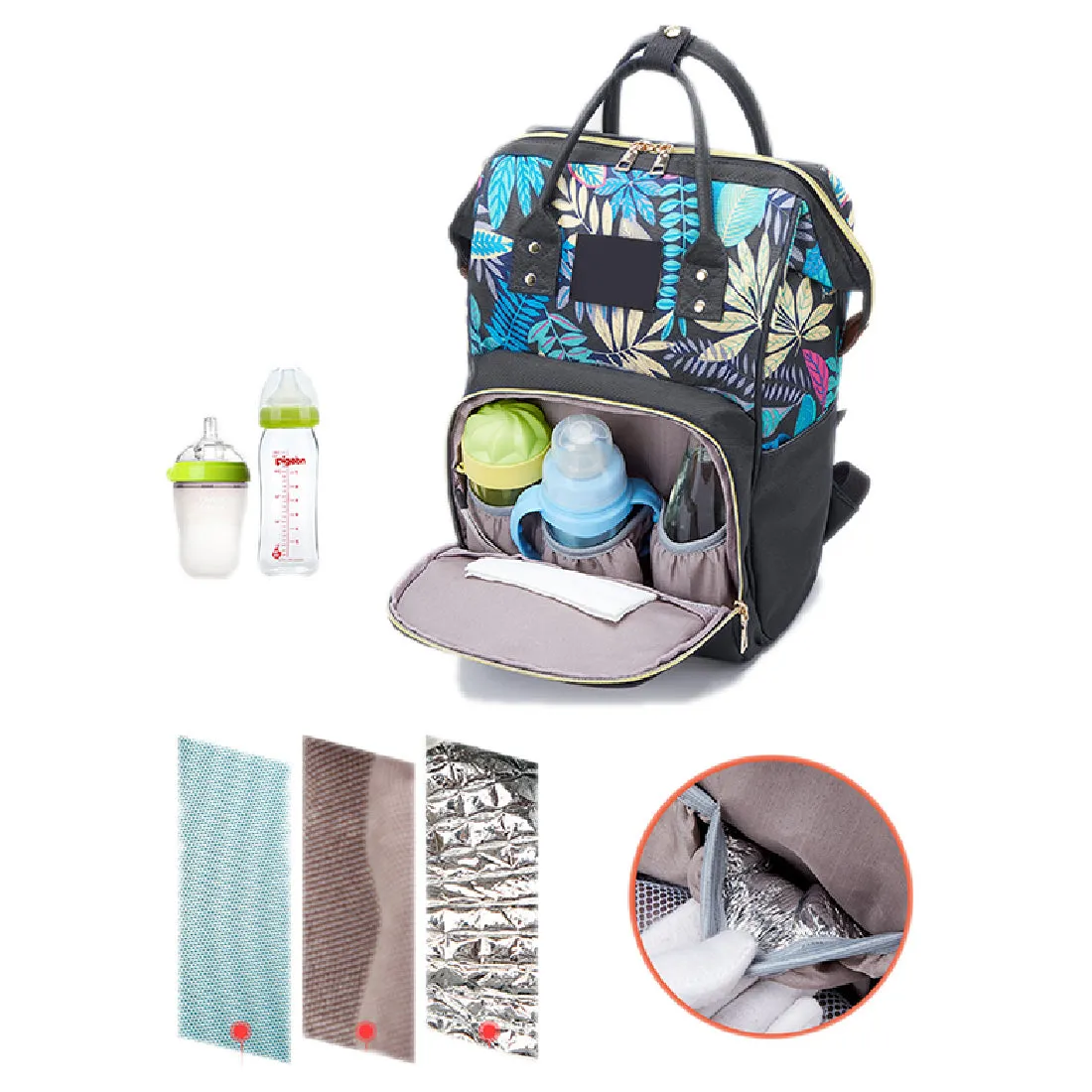 Babymoon Mother Diaper Bag Lightweight Multifunctional Travel Unisex Diaper Backpack - Black