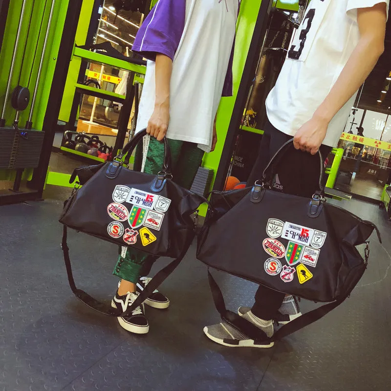 Backpack Men's Korean-Style Large-Capacity Badge Travel Bag Lightweight Waterproof Gym Bag Trendy