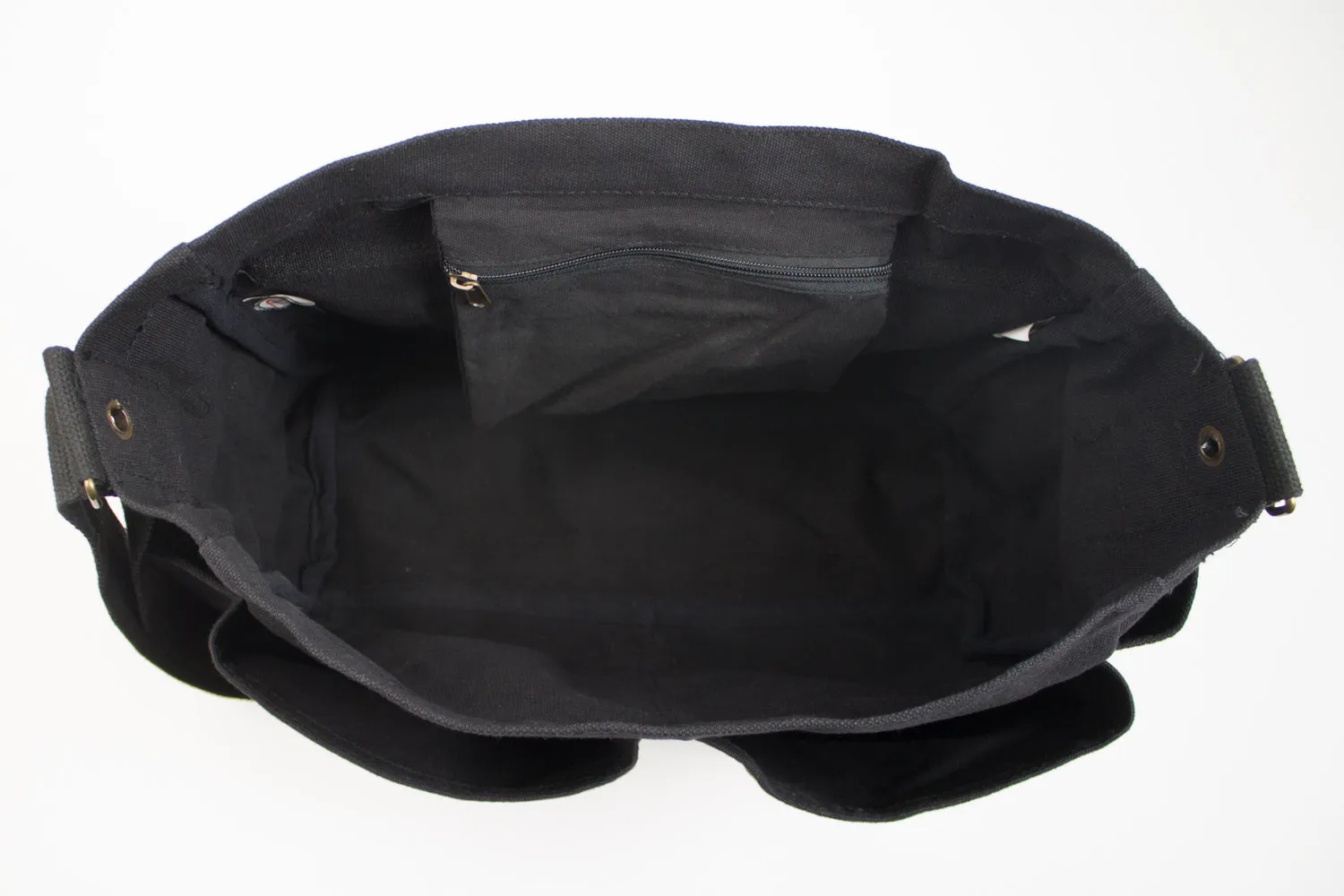 Black Heavyweight Canvas Classic Messenger Satchel Bag - Air Corp Logo