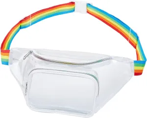 Clear Fanny Pack,Stadium Approved Waist Pack for Festival, Games,Travel and Concerts(Rainbow)