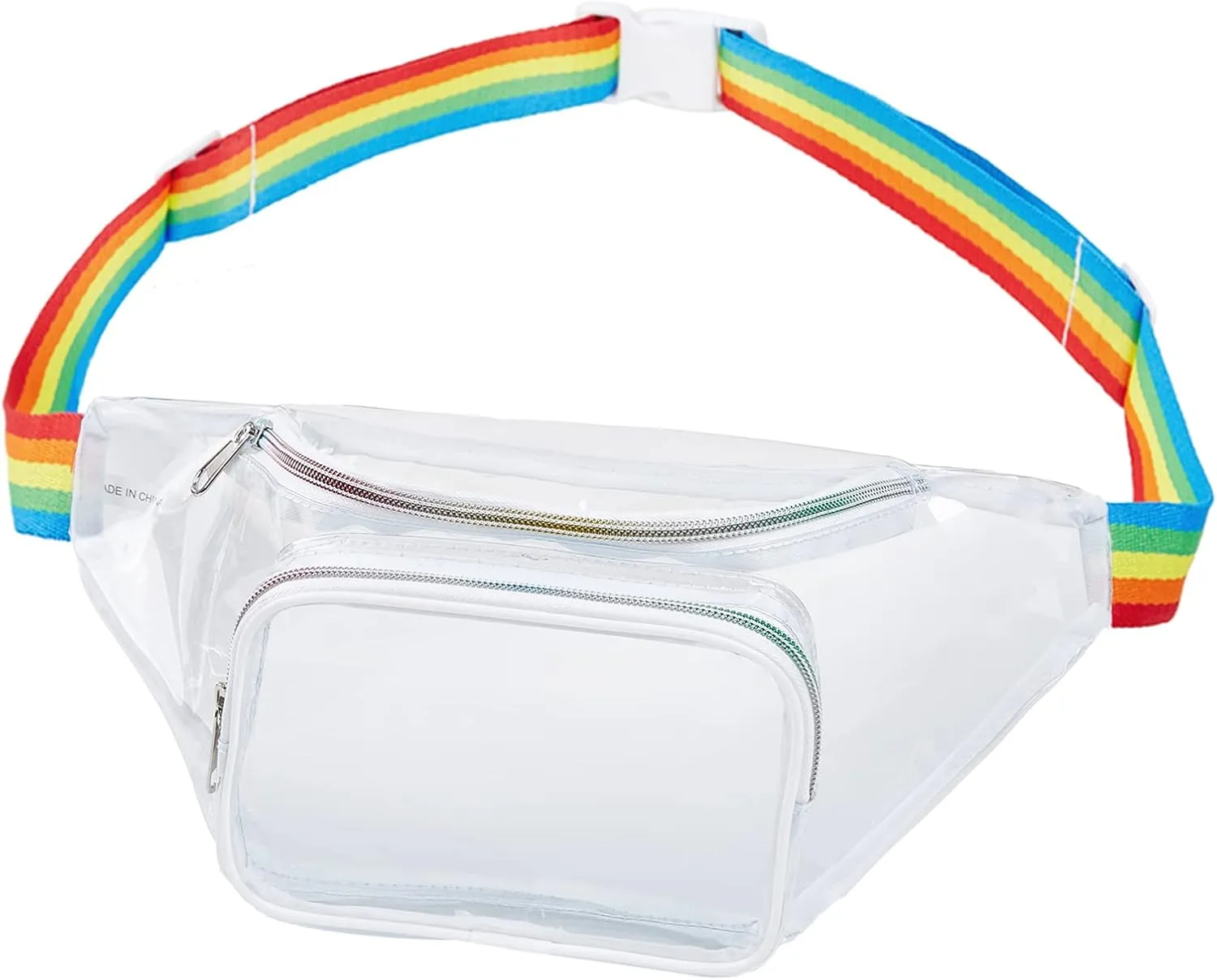 Clear Fanny Pack,Stadium Approved Waist Pack for Festival, Games,Travel and Concerts(Rainbow)