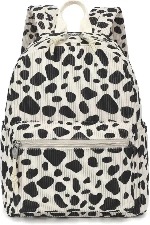 Corduroy Womens Mini Backpack Girls Small Backpack Purse Fashion Casual Daypack School Bookbag (Cow Print)