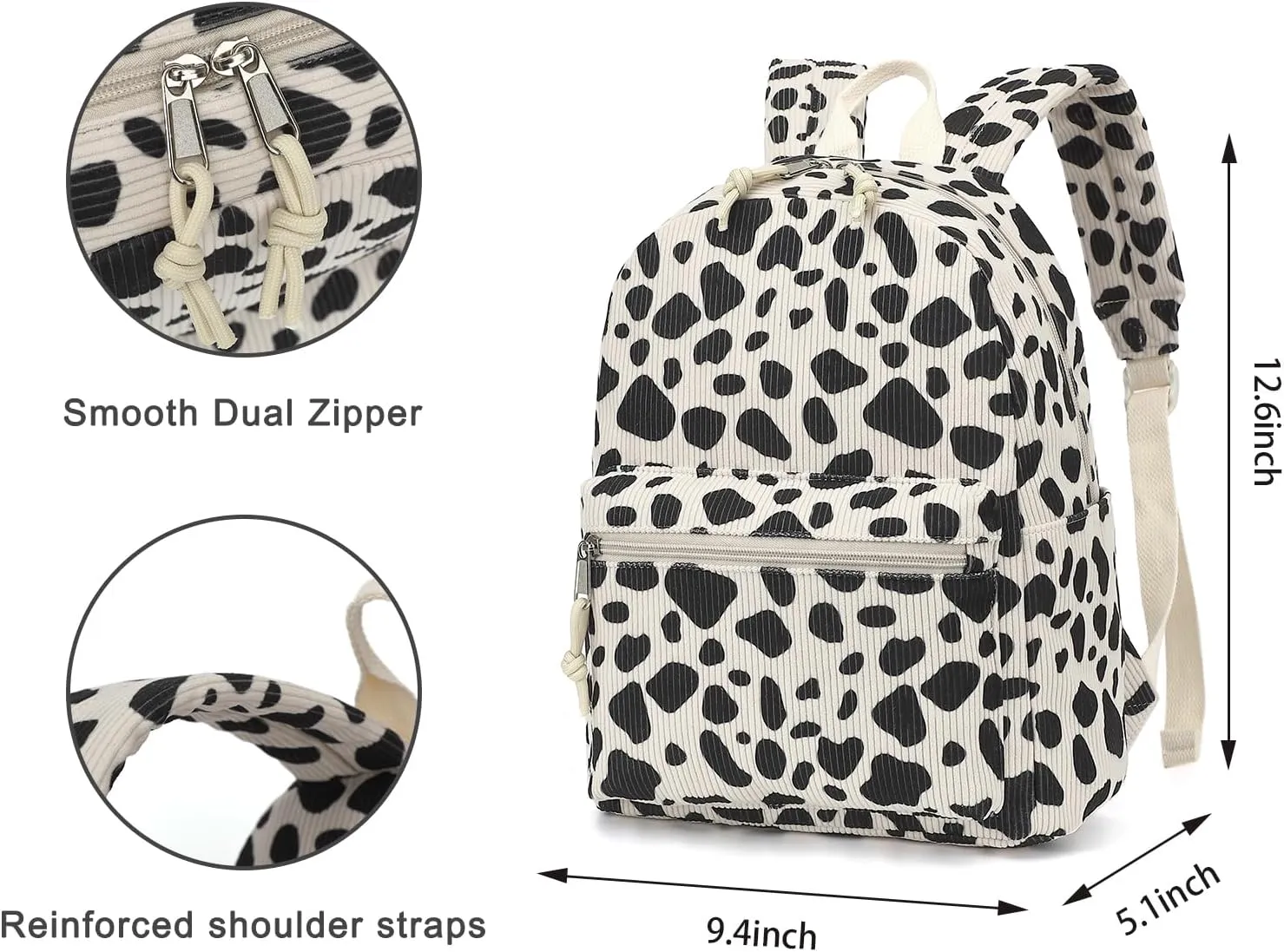 Corduroy Womens Mini Backpack Girls Small Backpack Purse Fashion Casual Daypack School Bookbag (Cow Print)