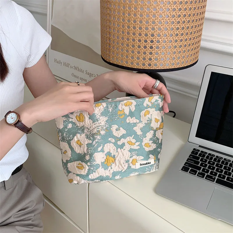 Cute Japanese Style Jacquard Elegant cosmetic bag Large, Large Capacity Makeup Bag