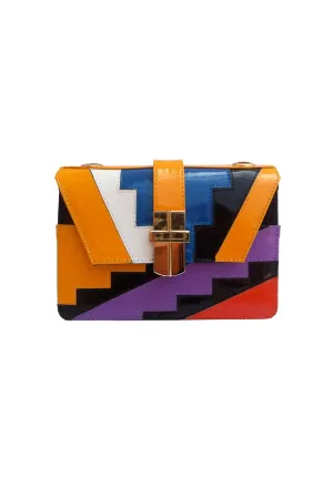 DECO STEP MINI BOX BAG PATENT SATSUMA/VIOLET/BLUE