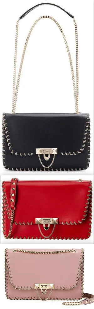 Demilune Small Leather Shoulder Bag - Black, Red, Pale Pink