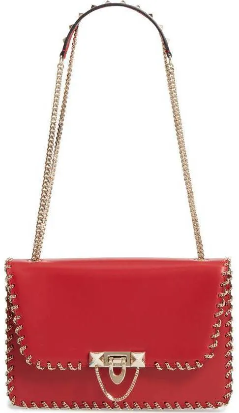 Demilune Small Leather Shoulder Bag - Black, Red, Pale Pink