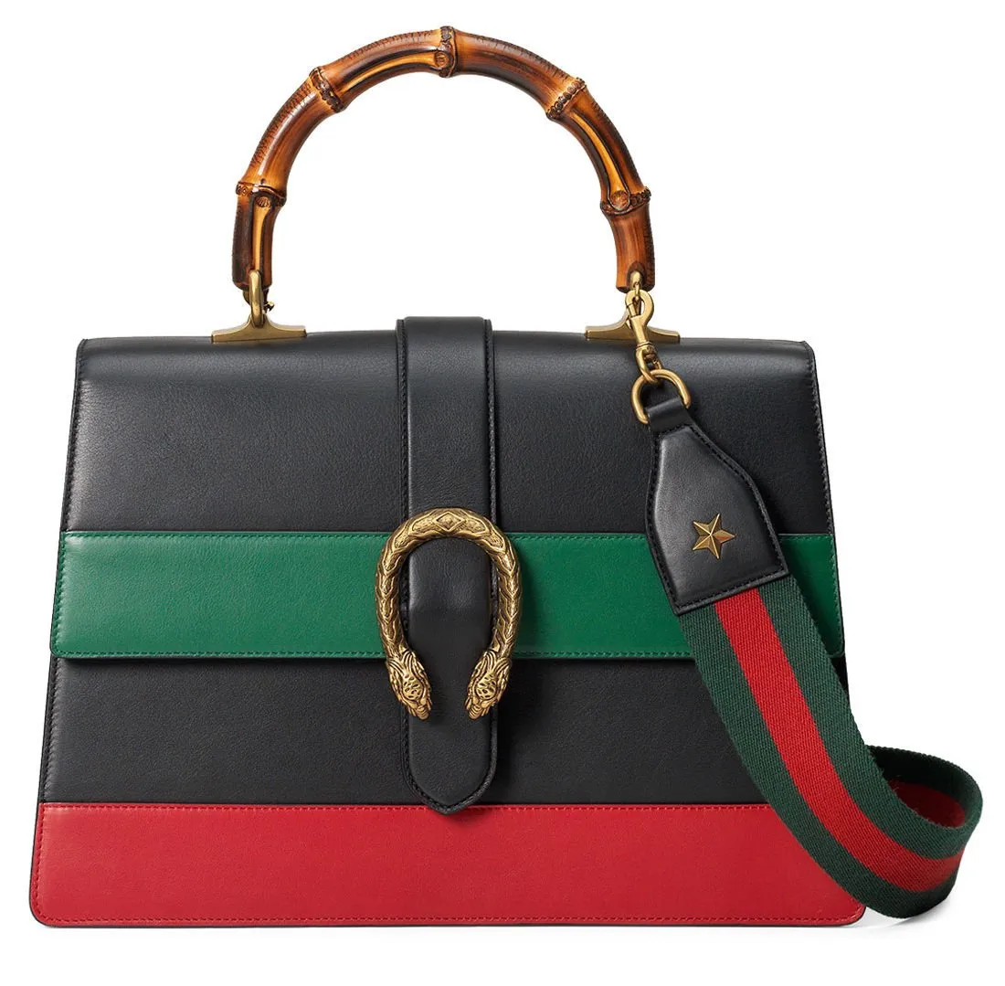 Dionysus Striped Nera Verde Rossa Leather Shoulder Bag