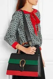 Dionysus Striped Nera Verde Rossa Leather Shoulder Bag