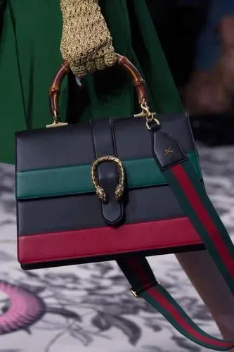 Dionysus Striped Nera Verde Rossa Leather Shoulder Bag
