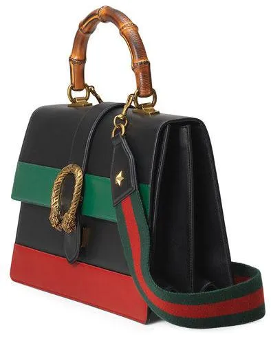 Dionysus Striped Nera Verde Rossa Leather Shoulder Bag