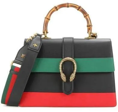 Dionysus Striped Nera Verde Rossa Leather Shoulder Bag