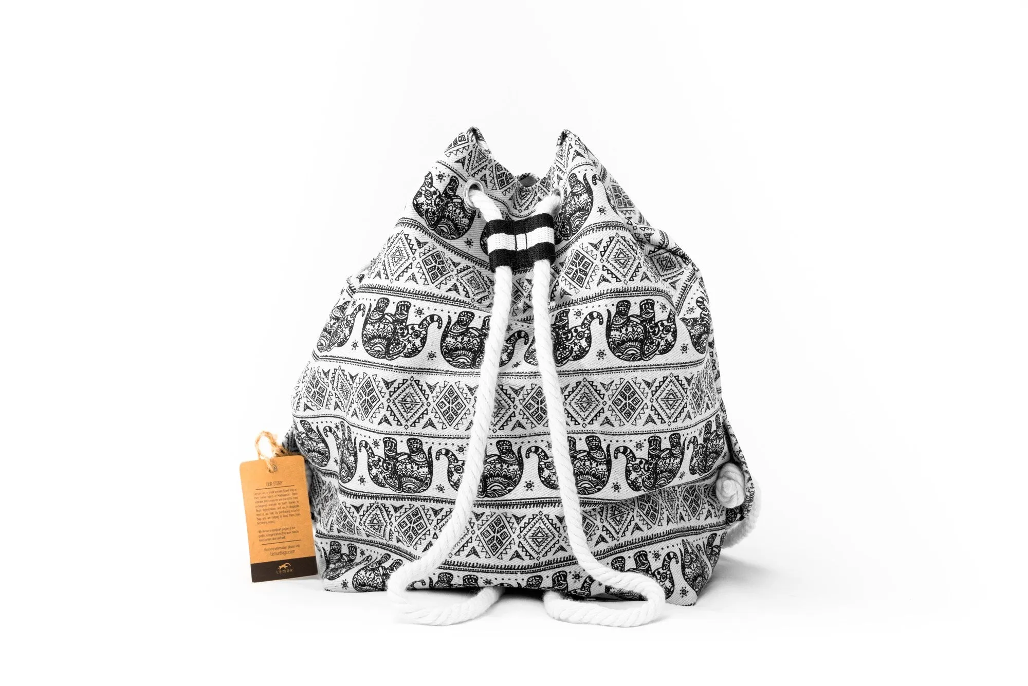 Elephants - Canvas Drawstring Day Bag