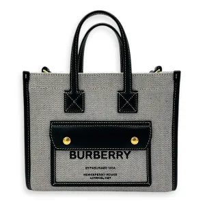 Freya Top Handle Bag Mini Black in Canvas, Gold hardware