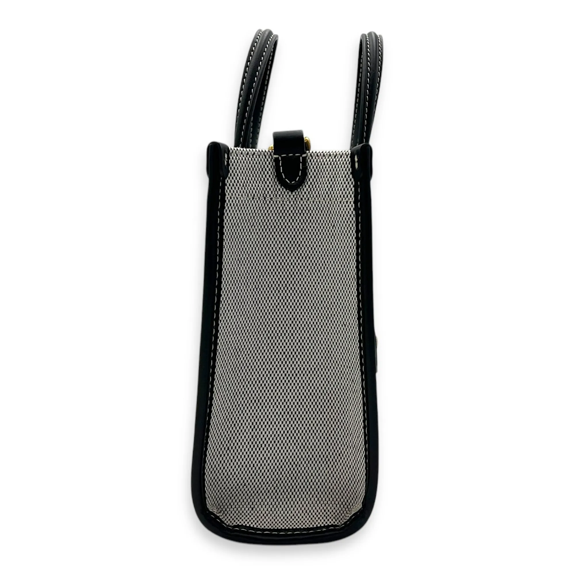 Freya Top Handle Bag Mini Black in Canvas, Gold hardware