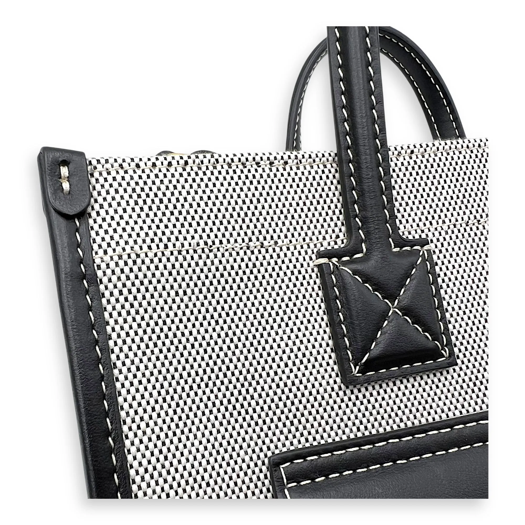 Freya Top Handle Bag Mini Black in Canvas, Gold hardware