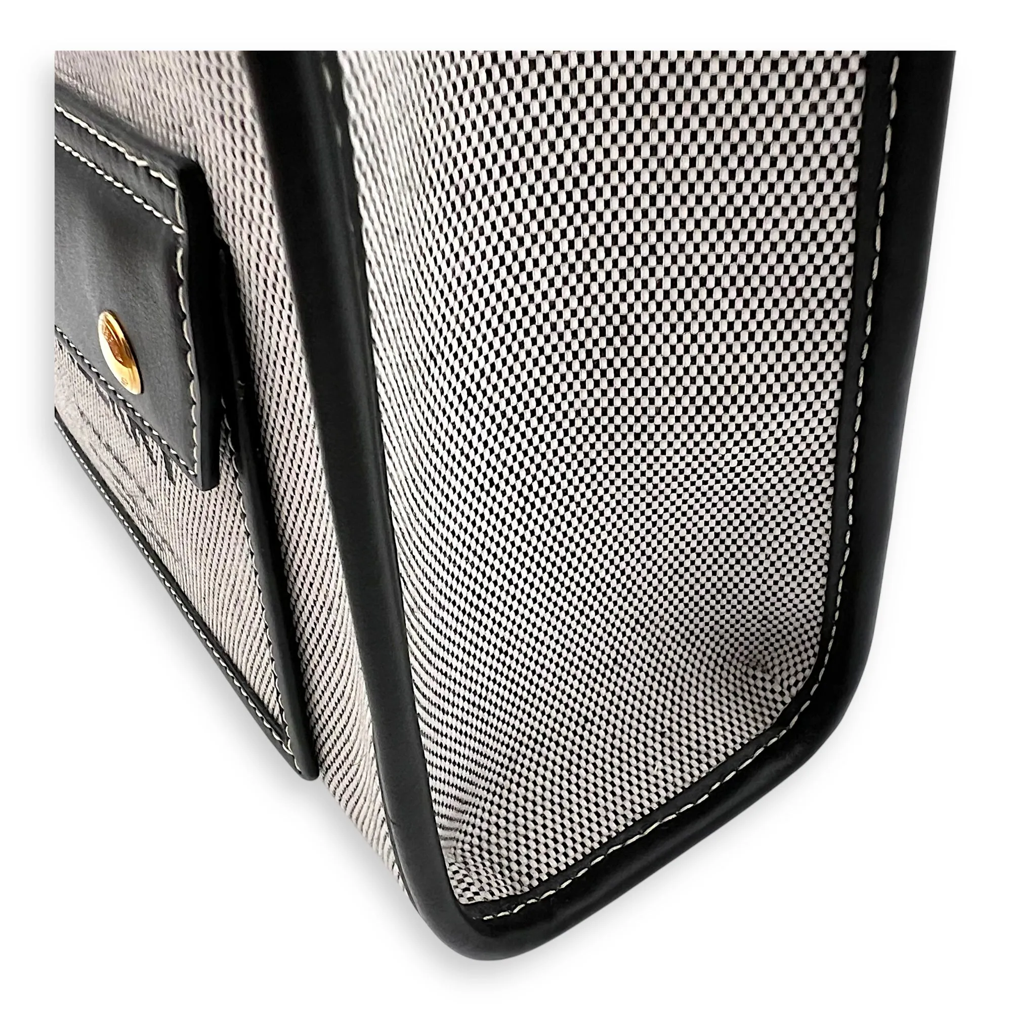 Freya Top Handle Bag Mini Black in Canvas, Gold hardware