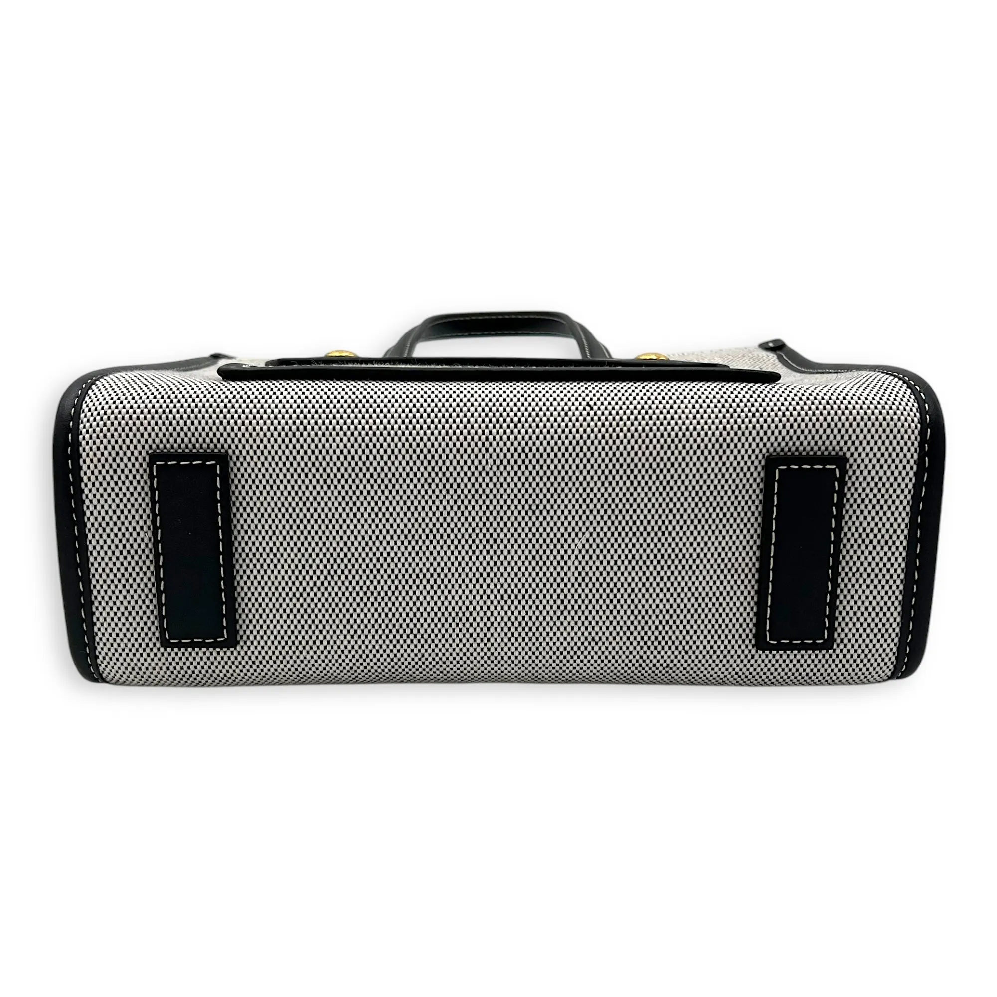 Freya Top Handle Bag Mini Black in Canvas, Gold hardware
