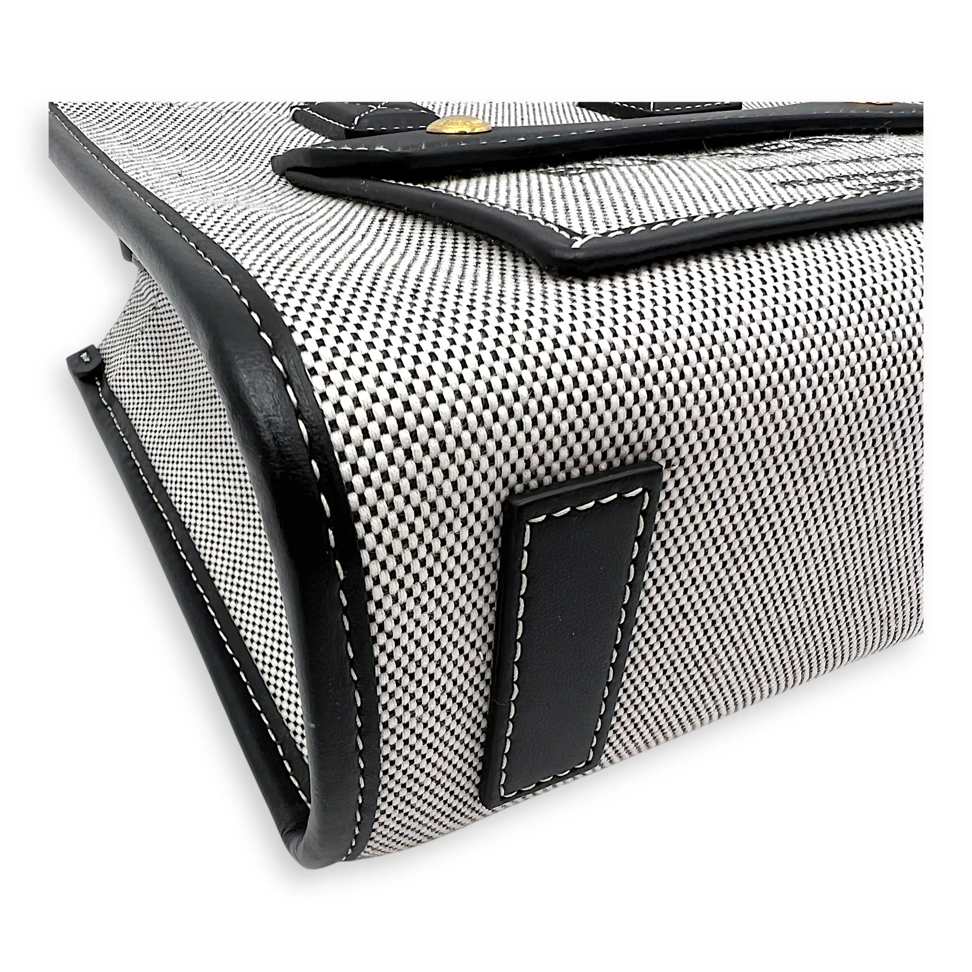 Freya Top Handle Bag Mini Black in Canvas, Gold hardware