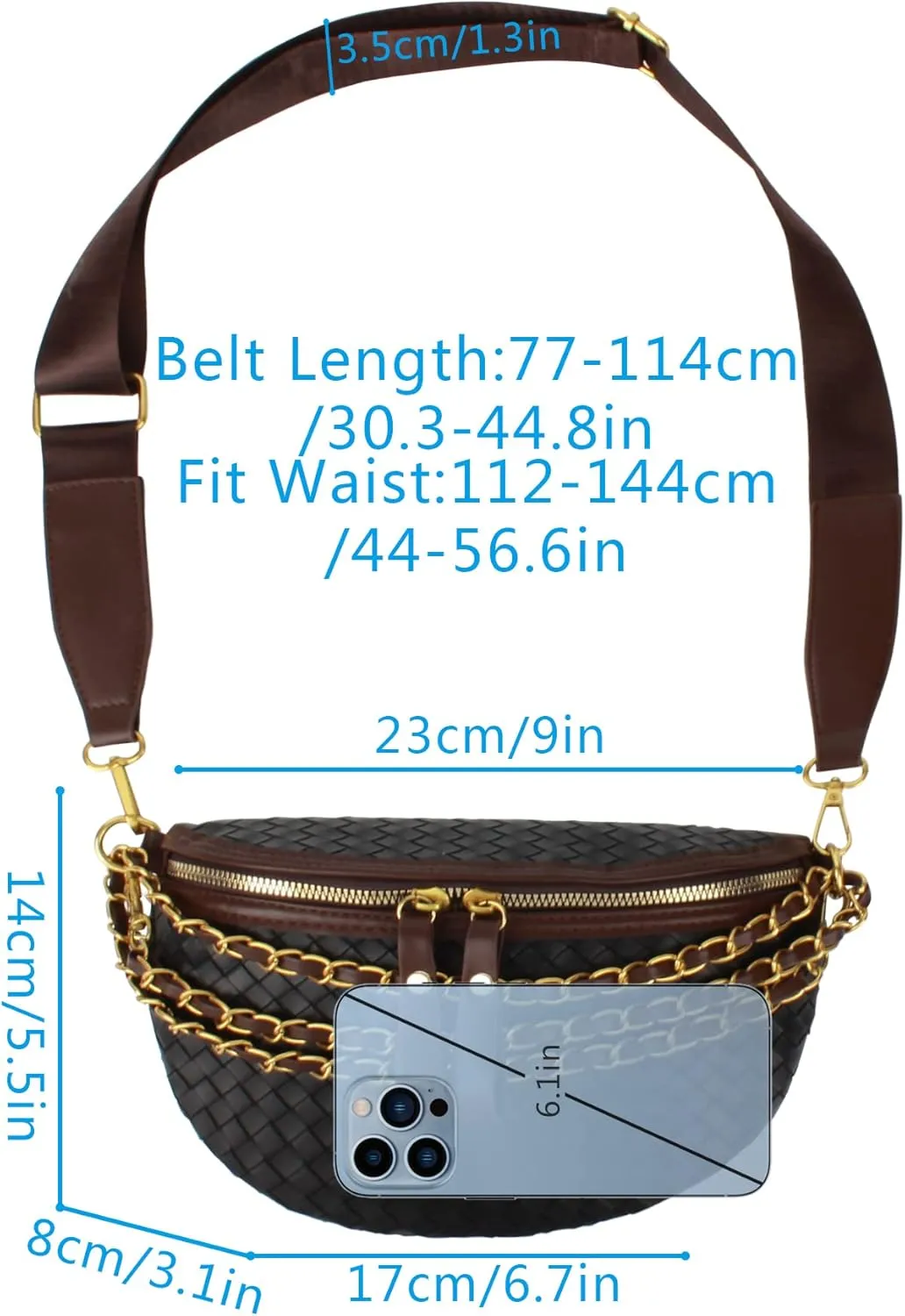 Goclothod Fanny Pack Women Faux Leather Waist Packs Sling Purse Chest Bag