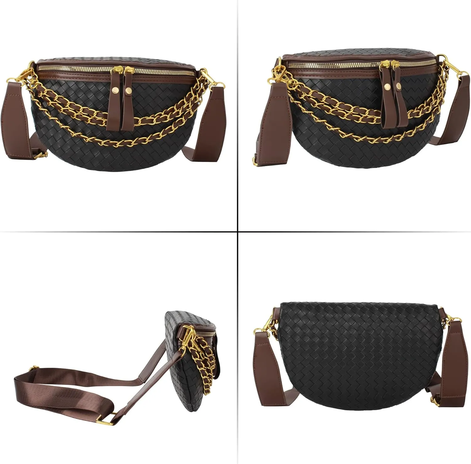 Goclothod Fanny Pack Women Faux Leather Waist Packs Sling Purse Chest Bag