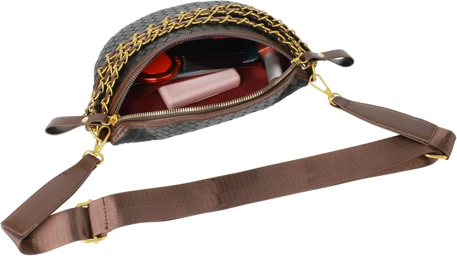 Goclothod Fanny Pack Women Faux Leather Waist Packs Sling Purse Chest Bag