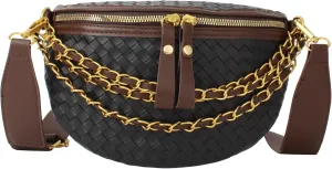 Goclothod Fanny Pack Women Faux Leather Waist Packs Sling Purse Chest Bag