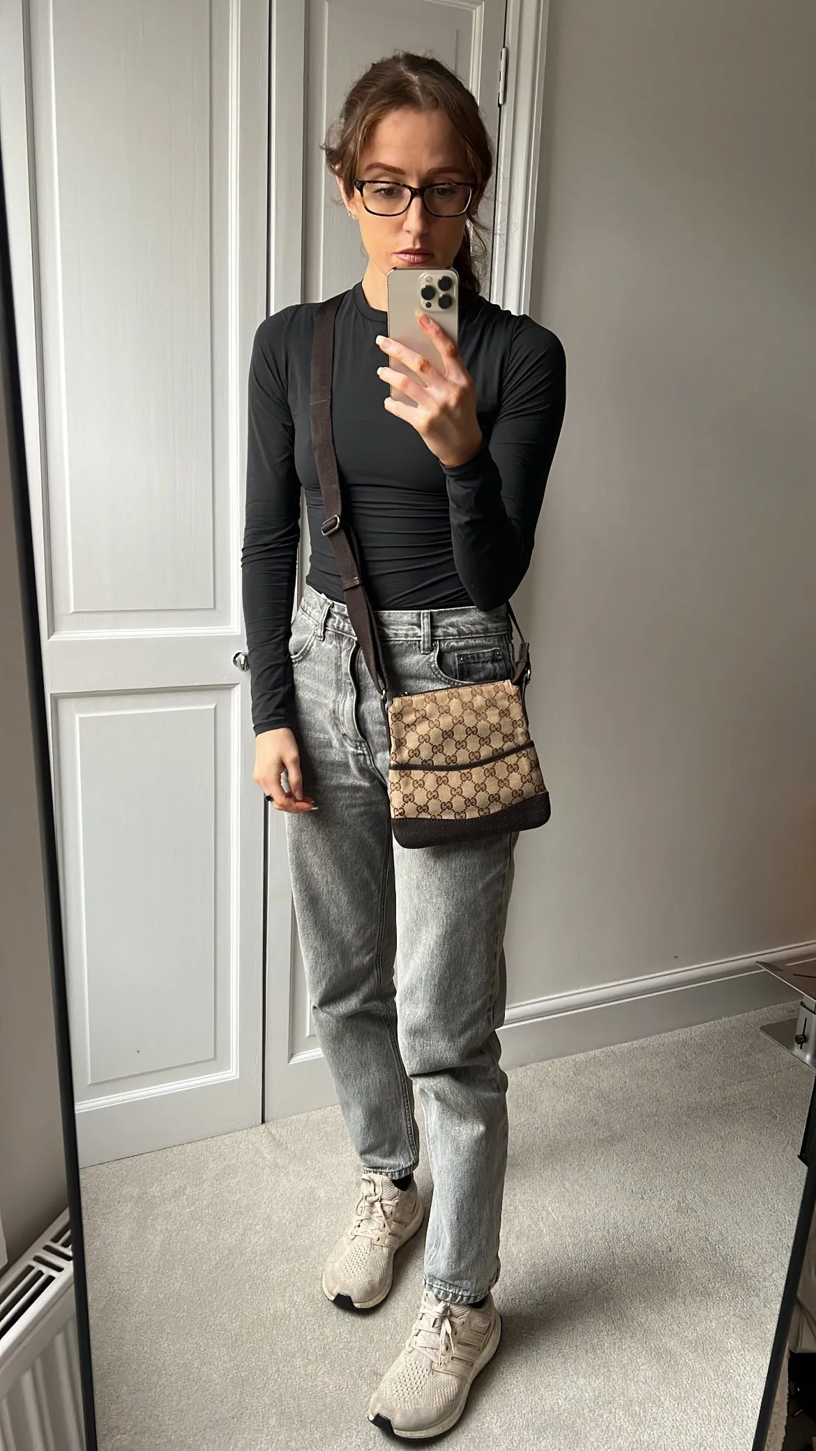 Gucci GG Mini Canvas Perforated Messenger Bag