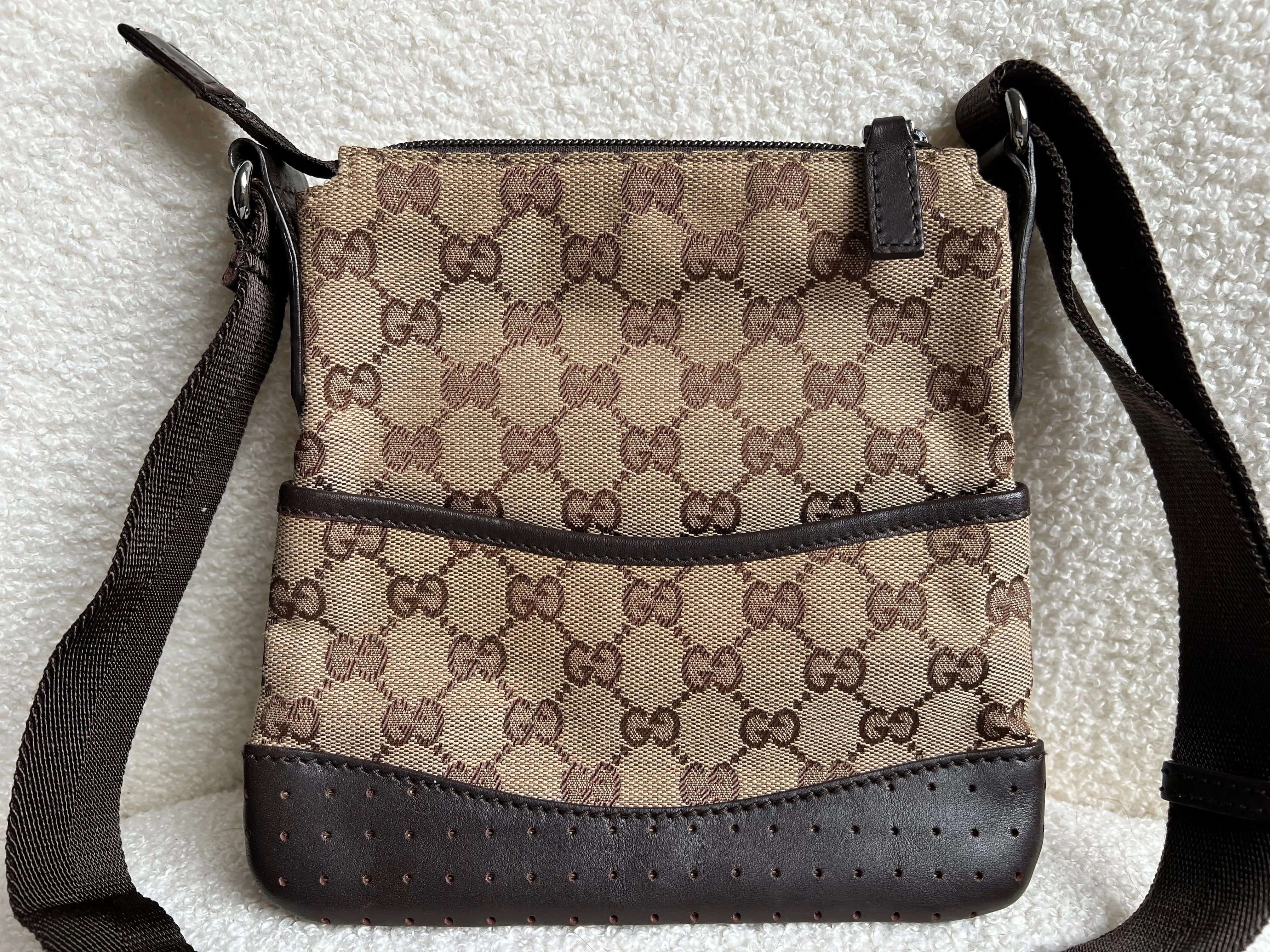 Gucci GG Mini Canvas Perforated Messenger Bag
