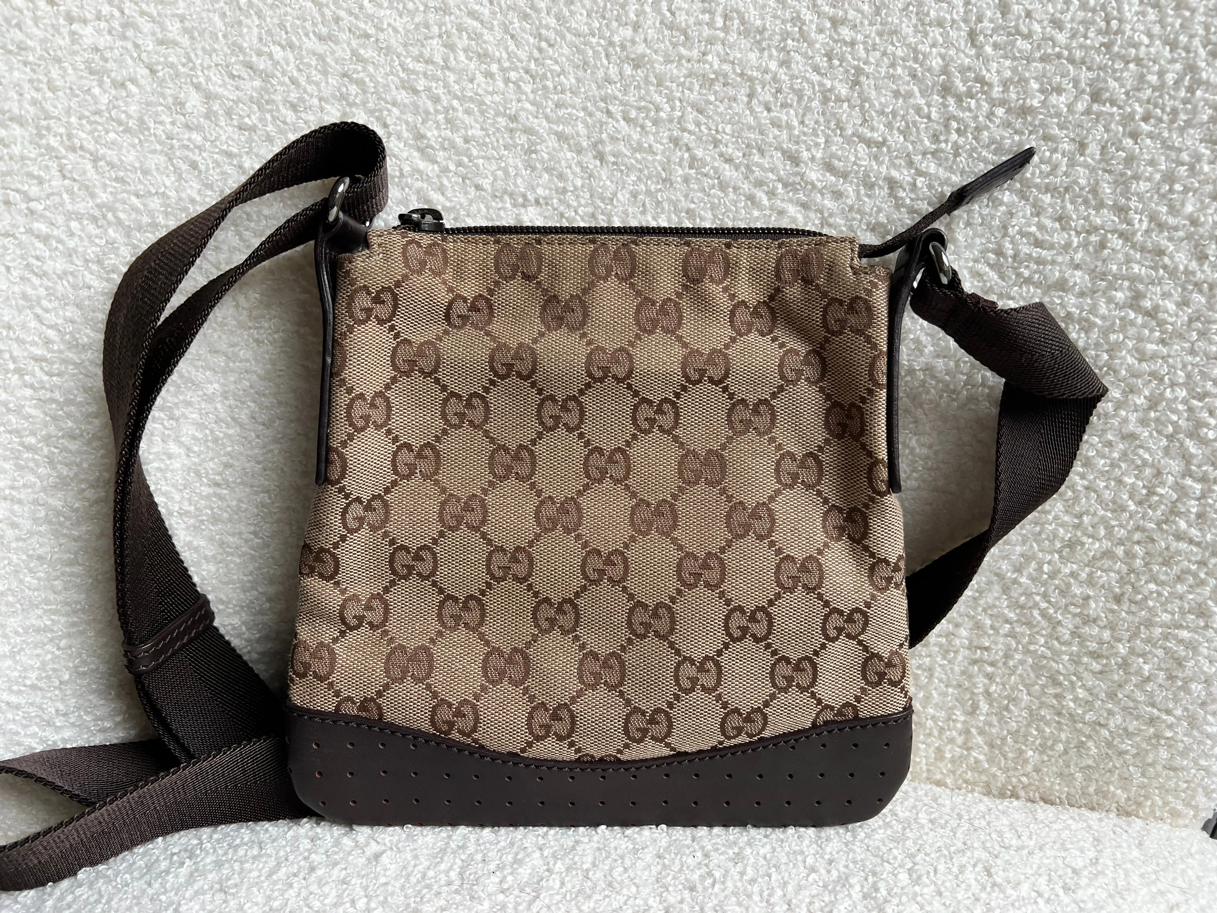Gucci GG Mini Canvas Perforated Messenger Bag