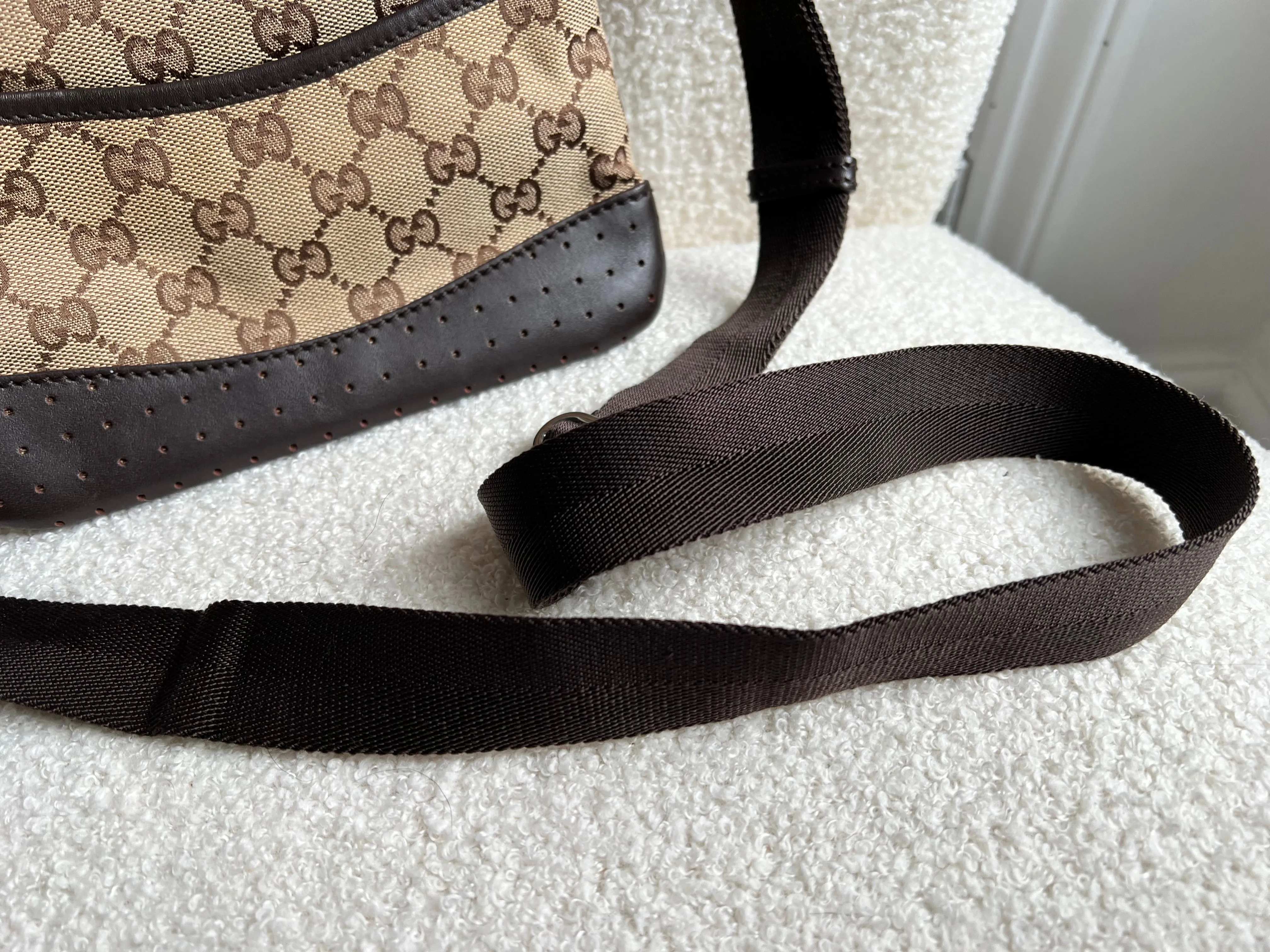 Gucci GG Mini Canvas Perforated Messenger Bag