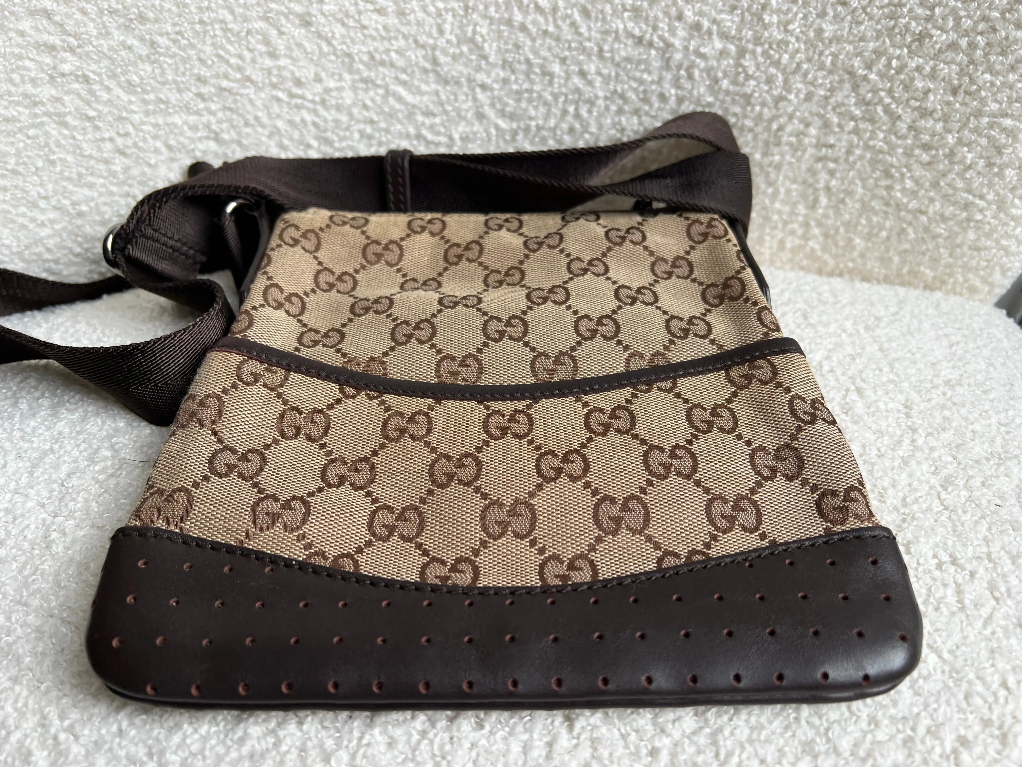 Gucci GG Mini Canvas Perforated Messenger Bag