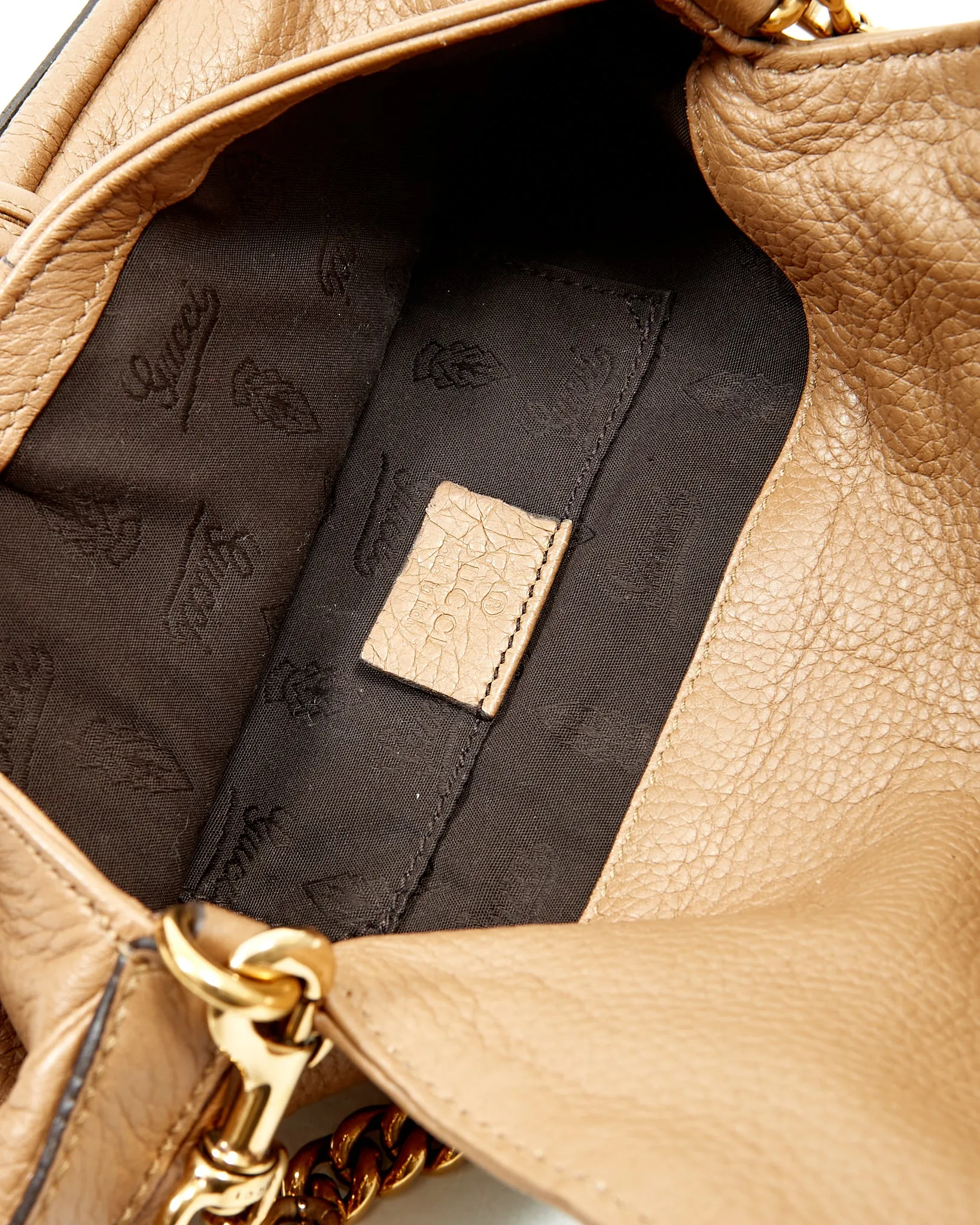 Gucci Tan Leather Bamboo Detail Chain Shoulder Bag