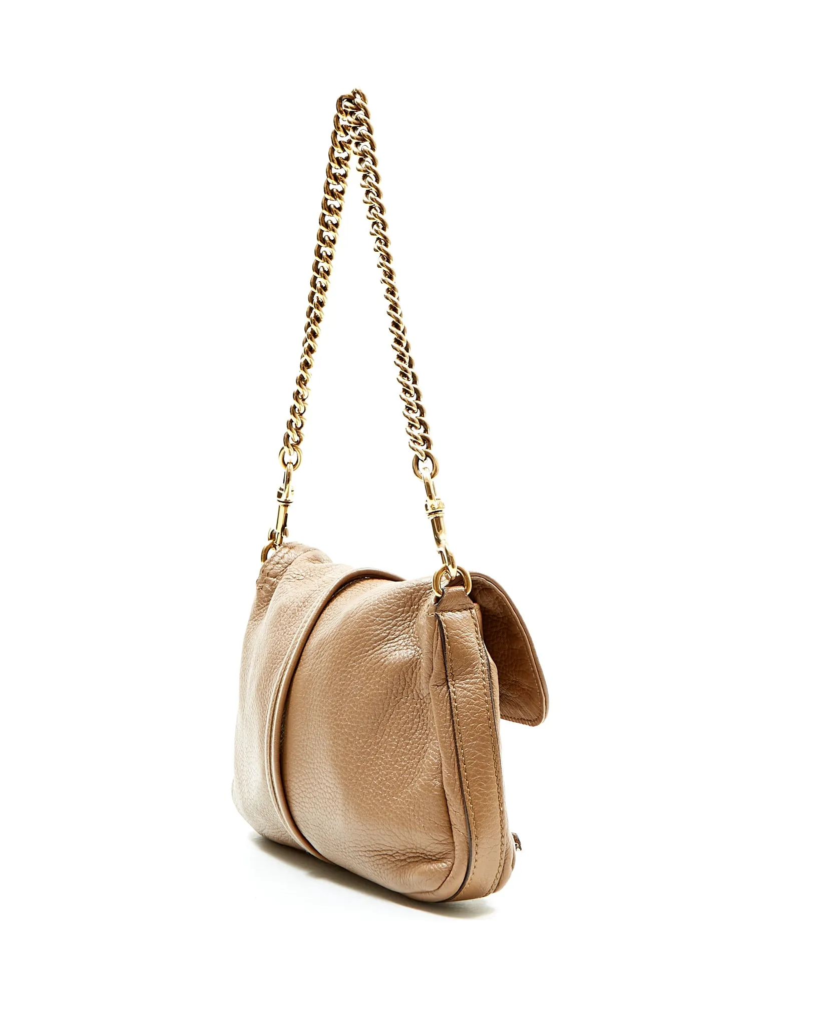 Gucci Tan Leather Bamboo Detail Chain Shoulder Bag