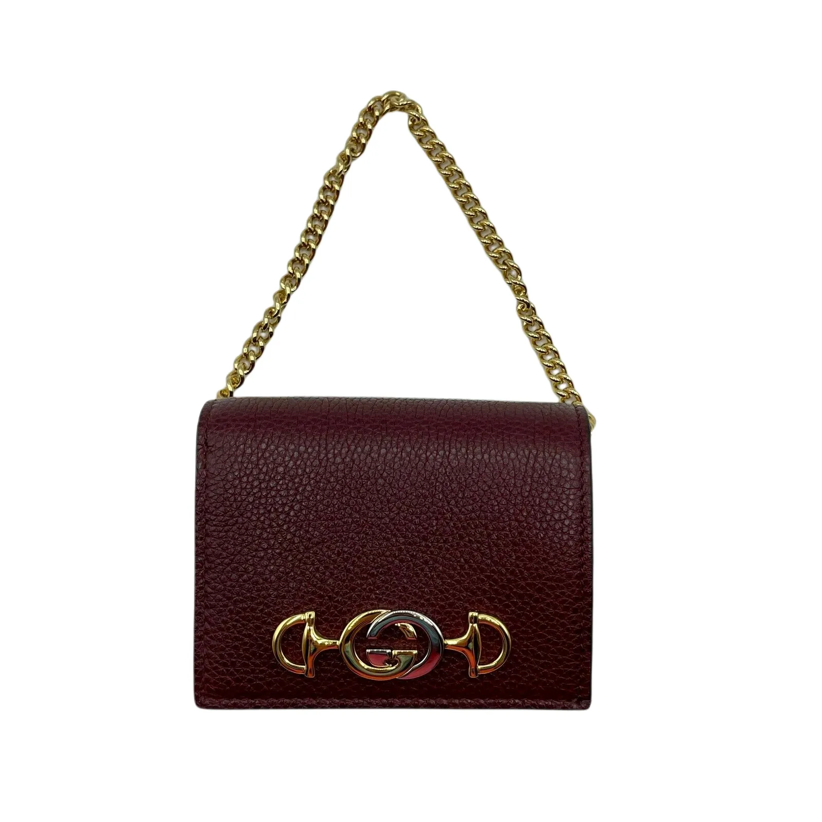 Gucci Zumi  Leather  Chain Bi-Fold Mini Wallet