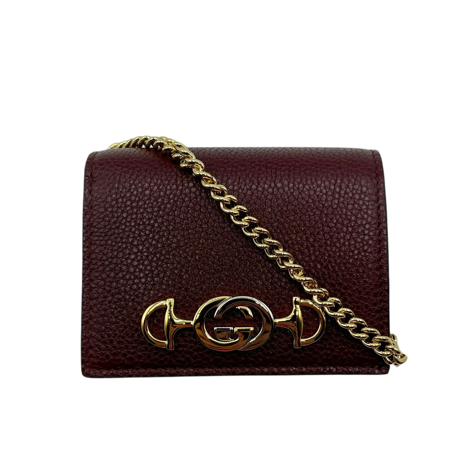 Gucci Zumi  Leather  Chain Bi-Fold Mini Wallet