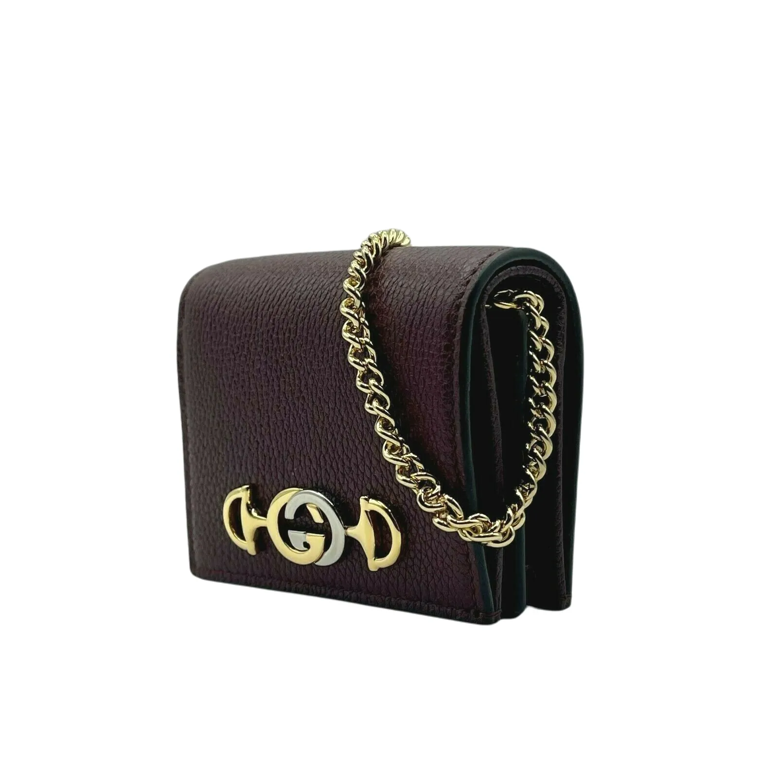 Gucci Zumi  Leather  Chain Bi-Fold Mini Wallet