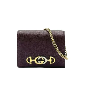 Gucci Zumi  Leather  Chain Bi-Fold Mini Wallet