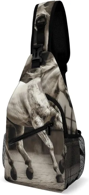 Horse in The Street Sling Backpack Travel Crossbody Shoulder Bag Adjustable Chest Pack for Women Men