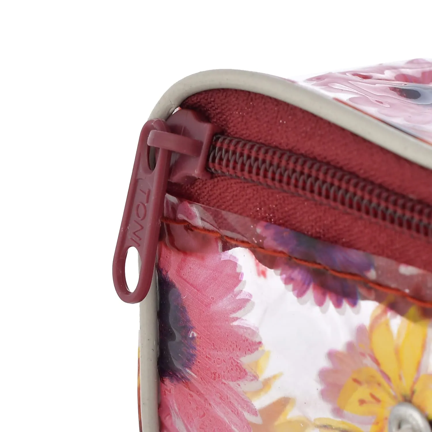 Kuber Industries Flower Printed Tranasparent PVC Makeup Organizing Bag, Travel Toiletry Pouch With Carrying Strip- Pack of 4 (Multicolor)-44KM0602