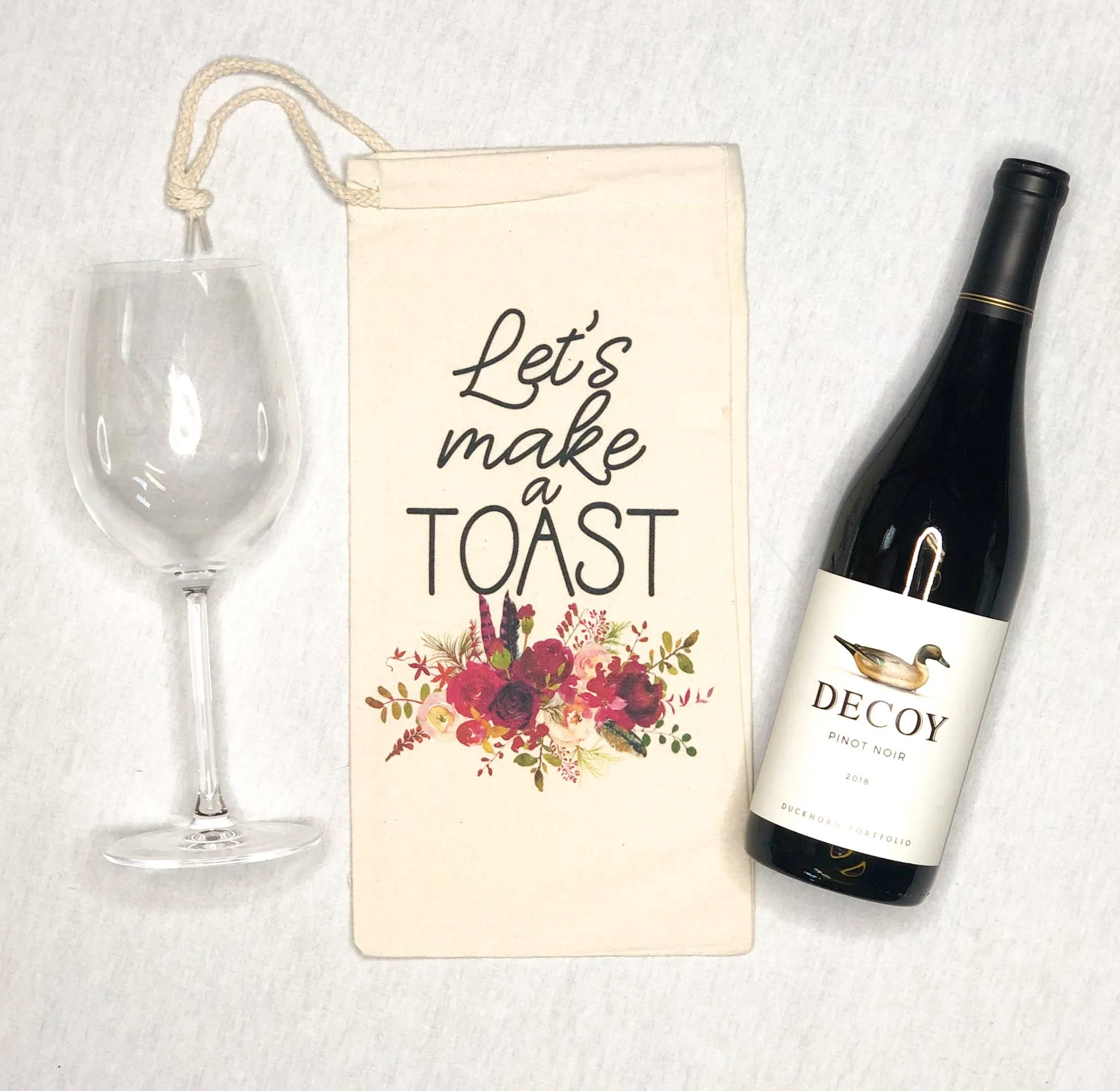 LET'S TOAST CANVAS WINE BAG