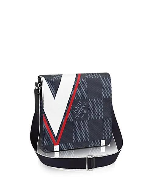 LV District PM Messenger Bag Damier Cobalt Canvas Red