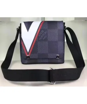 LV District PM Messenger Bag Damier Cobalt Canvas Red