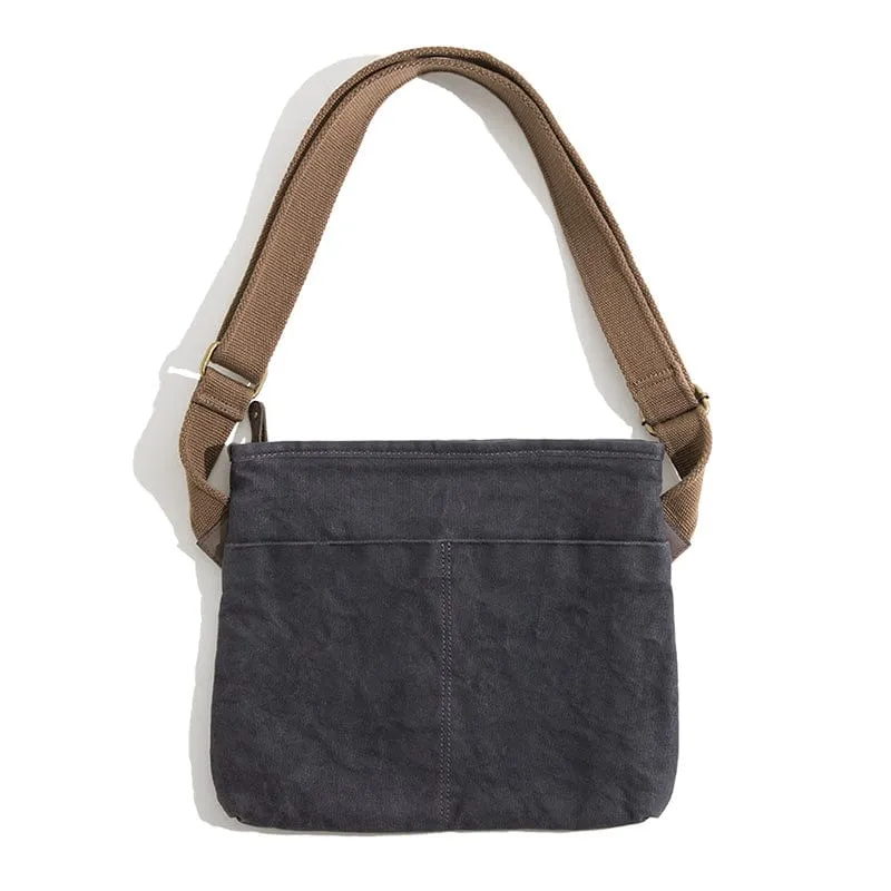 Men Waxed Canvas Messenger Bag